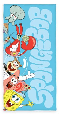 Herding Badetuch SpongeBob Schwammkopf, 75 x 150 cm, Kleines weiches Kinder-Handtuch für Bad und Strand, 100% Baumwolle
