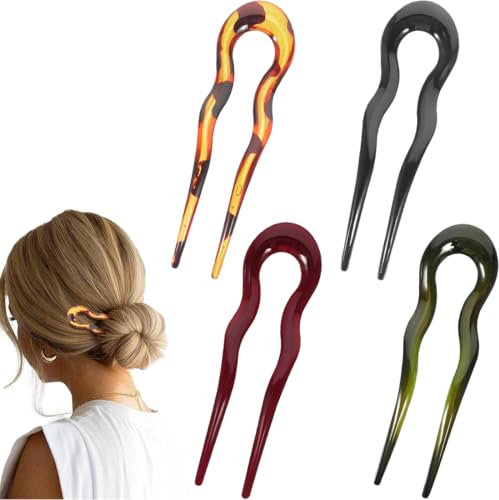 AFCJLTO 4 Stück french hair pin Französische Haarnadeln u förmige Haarnadel groß French twist hair pin,Hair Pins French Clip für Frauen Mädchen Alle Haartypen
