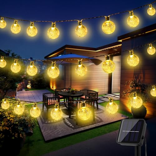 LuJasi Guirnaldas Luces Exterior Solares, 18M 100 LED Guirnalda Luces Solar, IP65 Impermeable 8Modes Función Memoria Cadena de Luz Solar para Jardín, Patio, Fiesta, Terraza (Blanco Calido)
