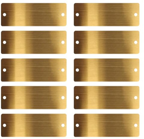 FSSTUD 10 targhette in acciaio inox per incisione laser, targhette rettangolari vuote per timbratura, targhette in metallo per incisione, cornici per foto, targhette con due fori, per progetti