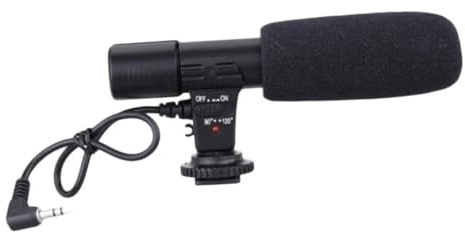 POPETPOP Microfono per Interviste DSLR e Smartphone Condensatore Direzionale con Compatibile Fotocamera Videocamera Tablet Angolo per Registrazione Audio