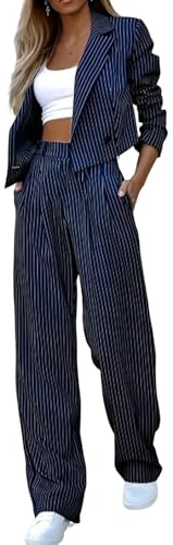 ticticlily Tailleur Femme Ensemble Pantalon Chic et Élégant | Tailleurs Pantalons 2 Pièces, Blazer Chemisier à Revers, Pantalon Taille Haute, Costume de Formel Bureau Travail OL