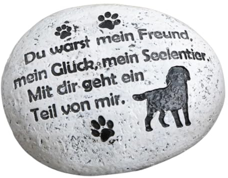 Logbuch-Verlag Minnessten hund med slogan Du var min vän... 9,5 cm väderbeständig gravsten för husdjur