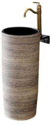 lavabo freestanding Lavandino semplice con piedistallo, rubinetto e kit di scarico, for balcone esterno, bagno, lavabo da terra Lavandino per lavanderia indipendente