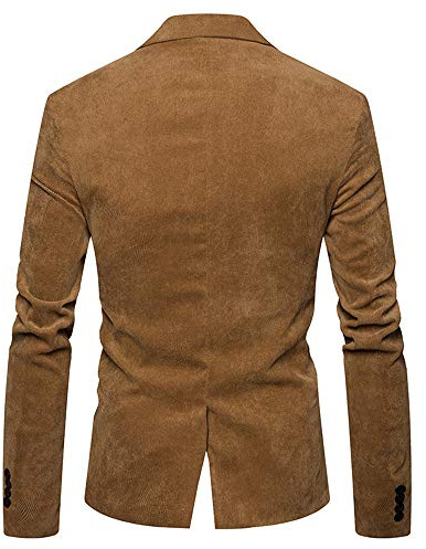 Generico Cappotto Uomo Autunno Inverno Casual in Velluto di Corduroy Taglio Slim Maniche Lunghe Design Blazer e Piccola Giacca Giacca da Uomo(Khaki, XL)