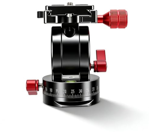 Tripod Ball Head Panoramic Pan Tilt Ballhead with 1 / 4in Screw Quick Release Plate, Aluminum Alloy, Lightweight 439g - Fluid Head Design, 360 Degree Rotation, Compatibility with