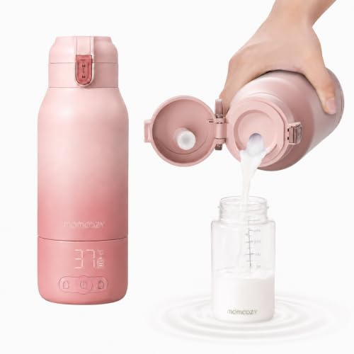 Momcozy MW05 Bärbar flaskvärmare för spädbarn, 500 ml, upp till 24 användningar per laddning, TÜV-CE-certifierad, snabb uppvärmning på 3 minuter, BPA-fri, USB-C medföljer