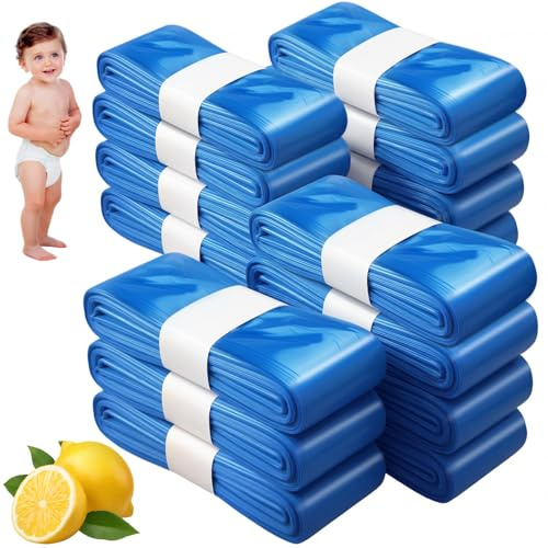 Otauoaea 15 Piezas Recambios Contenedor de Pañales, 4,5M Recambios de Papelera Pañales Bebe, Gran Capacidad Antiodor Bolsas Pañales Recambios, Alta Compatibilidad Bolsas Papelera Pañales - Azul