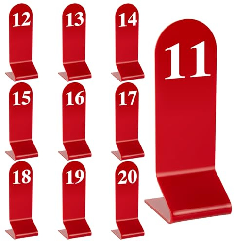 Aspire 10Pezzi Numeri per Tavoli Ristorante Tavolo - Rosso, 11 to 20 | numeri segna tavolo ristorante double face per ristoranti, bar e caffetterie