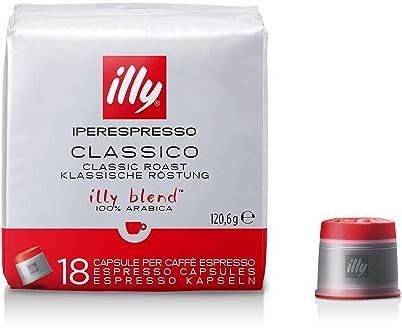 illy, Iperespresso Kapseln CLASSICO: 100 % Arabica mit Noten von Orangenblüten und Jasmin, Sanfter Geschmack und Süßer Nachgeschmack, 1 Packung mit 18 Kapseln