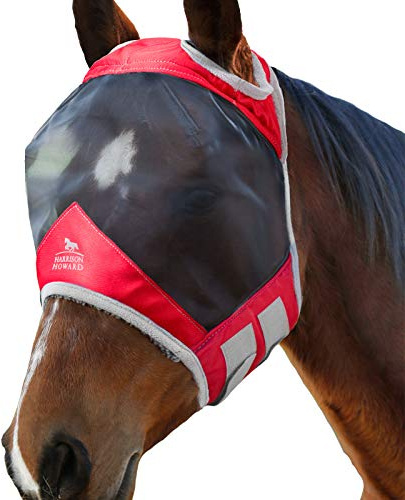 Harrison Howard CareMaster Pro Luminous Maschera anti-mosche per cavallo UV protezione Rosso (S; Pony)