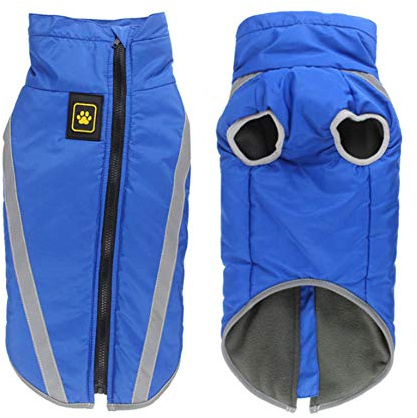 FEimaX Dog Coat Waterproof Windproof Pet Warm Jacket Outdoor, Puppy Reflective Adjustable Outfit Vest Cold Winter Clothes for Small Medium Large Dogs - Soft Fleece Cotton Lined, with Harness Hole