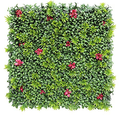 ECOOPTS 40x40 Faux Ivy Privacy Fence Screen Artificial Boxwood Panels Topiary Hedge Plants for Indoor Outdoor Decoration, #1 Mixed Leave, 5 Packs
