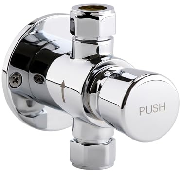 ENKI, Vision, BT4023, Chrome, Self-Closing Delay Action Shower Tap, Solid Brass Non-Concussive Shower Valve Tap, Push Button Bathroom Shower Valve, Urinal Flush Valve, Time Adjustable