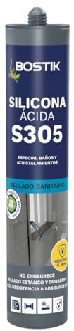 BOSTIK S305 SILICONA ÁCIDA Marrón, Especial Baños y Acristalamientos, Sellado Sanitario, Estanco y Duradero, Alta Resistencia a los Rayos UV, No Ennegrece, Interior y Exterior, Cartucho 280 ml