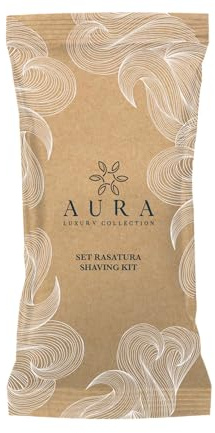 Aura Luxury Collection ® Rasier-Set in Etui mit Einweg-Rasiermesser und 1 Beutel Kornblumen-Rasiergel 6 ml (150)
