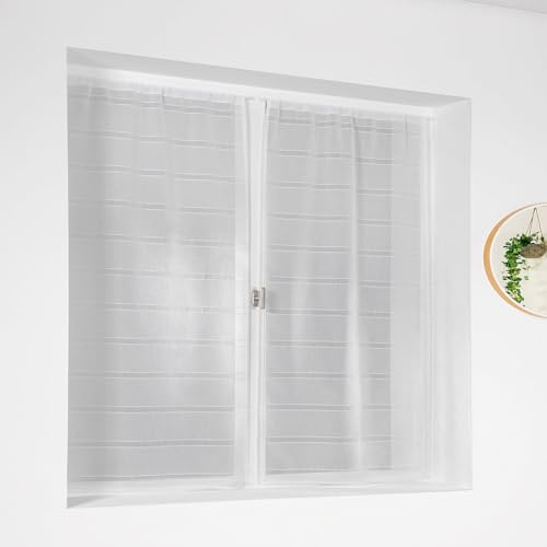 Linder - Vitrages à la Paire cordelette Polyester Ecru 55 x 120 cm