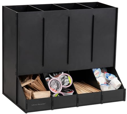 Mind Reader 4-Compartment Single Serve Coffee Pod Dispenser, 120 Pod Capacity, Breakroom, 14.5L x 9W x 12.25H, Black