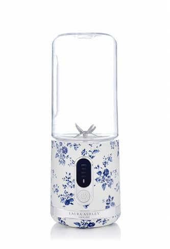 Laura Ashley Portable Blender Smoothie Maker to Go mit China Rose Design und 450 ml Flasche von VQ – USB Aufladbarer, Leistungsstark, und Kompakter Smoothie Mixer, Perfekt für Küche, Sport, und Reisen
