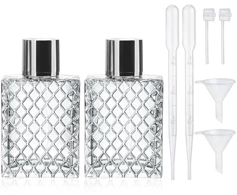 HDCRYSTALGIFTS Confezione da 2 flaconi di profumo ricaricabili in vetro spray da 100 ml, per cosmetici e nebulizzatori sottili, per viaggi