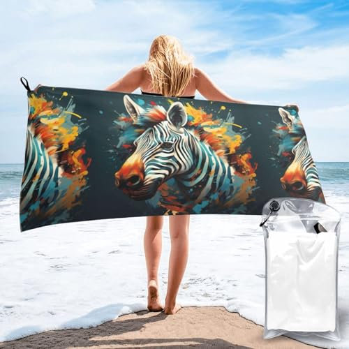 SKKNT Abstraktes Handtuch mit Zebramuster, schnell trocknend, leicht und schnell trocknend, für Körper, Fitnessstudio, Reisen, Strand, Camping
