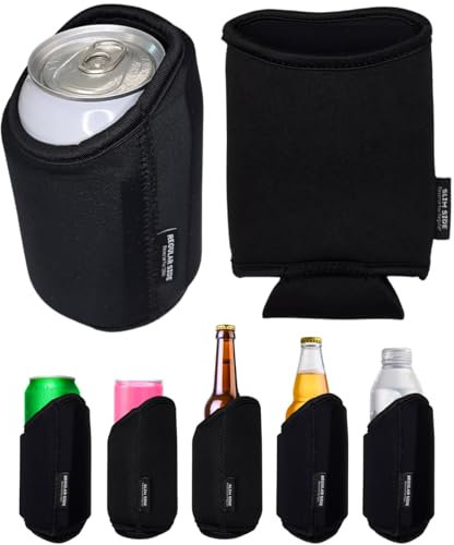 TahoeBay Universal Blank Can Cooler Sleeves, Soft 8-Pack, Black/Black