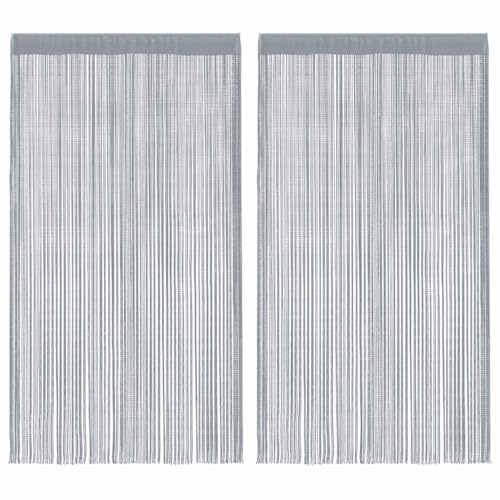 vidaXL Tende a Filo 2 pz Grigio Chiaro 100x250 cm, Tenda a Frange, Tenda a Tasca con Asta, divisorio, Tenda a Corda per Porte, Tenda a Filo