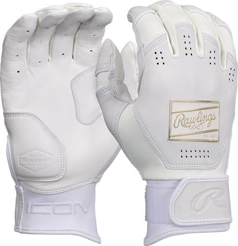 Rawlings | ICON Baseball Batting Gloves | White | Adult Large