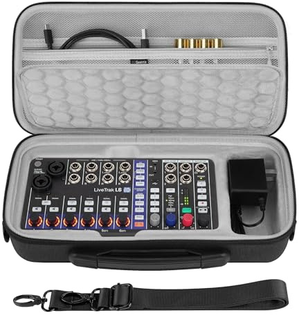 GEEKRIA Hard Shell Travel Case Compatible with Zoom LiveTrak L6 / L6 Digital Mixer, Audio Mixer Carrying Bag (Dark Gray)