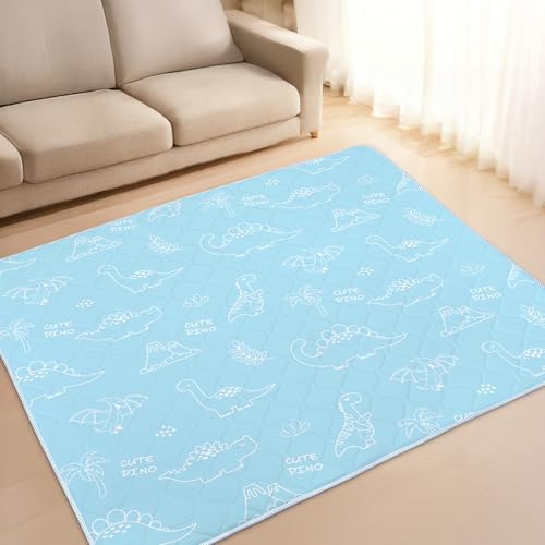 alldomess Tappetino per Giochi Bambino 150x180, Tappeto Attività Morbido con Imbottitura Spessa per Tempo a Pancia in Giù, Base Antiscivolo Sicura per Gattonamento, Dinosauro lineare