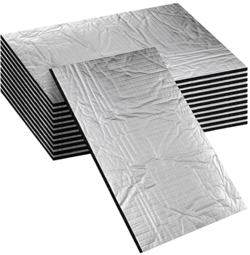 12 Pezzi Tappetini Isolanti Per Auto, Insonorizzazione Auto Dynamat, Pannello Isolante Termico, Fonoassorbente Butilico, Può Essere Tagliato Liberamente, Impermeabile, Ignifugo, Argento
