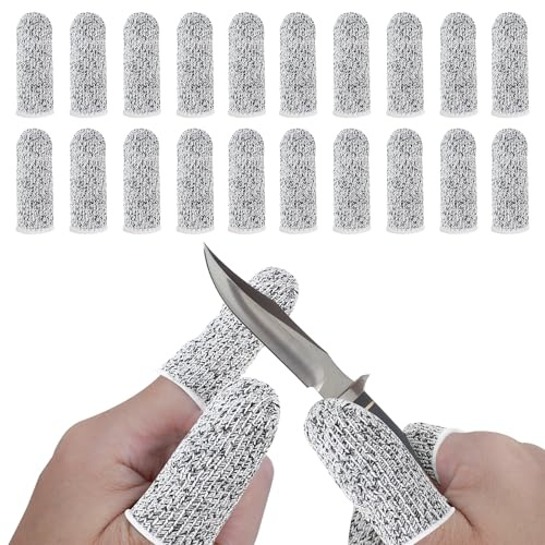 Molain Reusable Cut Resistant Finger Cots, 10 Pieces Breathable Fabric Thumb Guards for Kitchen Garden Sculpture DIY Work Protection