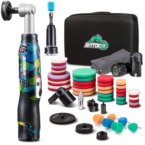BATOCA S6 Mini Pulidor a Batería,12V Máquina de Pulir Kit para Detailing,Pulidor de Coche DA&RO,1000-5000RPM /4200-21000RPM,3 Bases (25mm/50mm/75mm),Lijadora Pulir Autos,Motos,Faros Abrillantar