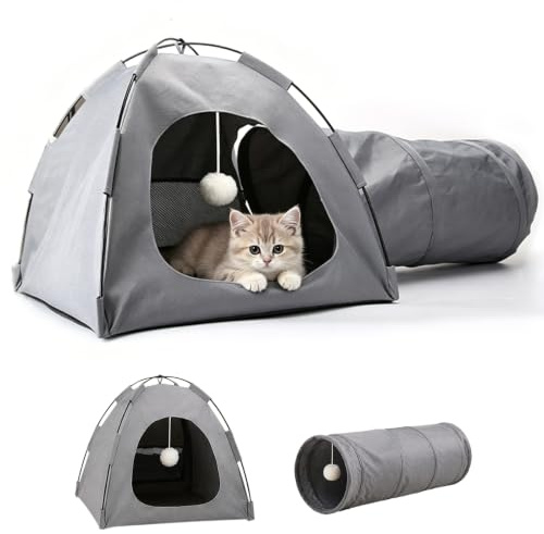 Tente pour animal de compagnie - Tente pour chat - Tube donut avec maison carrée pour chat