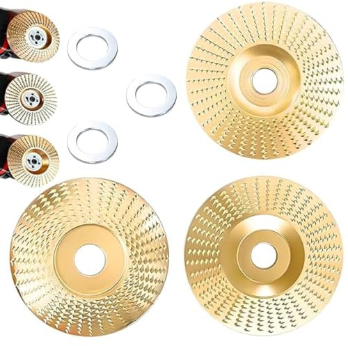 Juego Discos Tallado de Madera para Amoladora Angular 3 Pcs, Rueda de Carburo de Tungsteno para Cortar, Dar Forma, Lijar y Pulir Madera