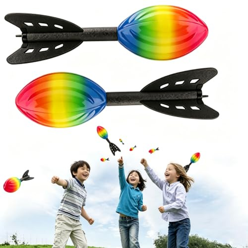 Tudegy 2PCS Rocket Throwing Toy, Classic Long-Distance Football,Flying Whistle Rockets for Kids & Adults,Indoor & Outdoor Fun Throwing Toys