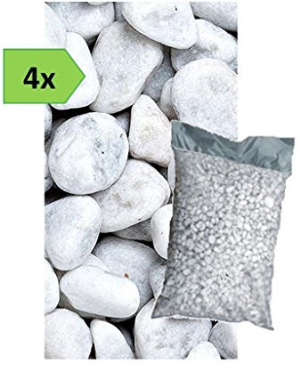 Lot de 4 sacs de 25 kg de galets blancs de 40 / 60 mm pour le jardin
