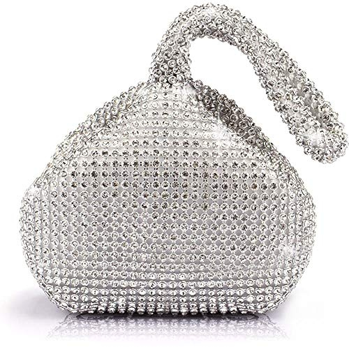 JIAN YA NA Fashion Women Rhinestone Trihedral Clutch Evening Bag Bling Zipper Wedding Purse
