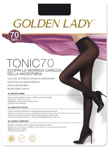 Golden Lady Tonic 70 Den Tg 3M Colore Nero Collant Coprente Opaco in Microfibra - 1 Paio