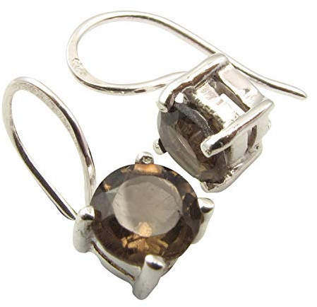 SilverStarJewel Brauner Rauchquarz tcw 1,8 Ohrringe 1,5 cm 925 Sterling Silber Kunstschmuck