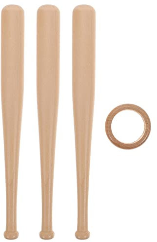ABOOFAN 1 Set Baseballständer aus Holz, Baseball-Schläger, mit Mini-Baseballschlägern, Holzkreisen für Baseball-Fans, 180 mm