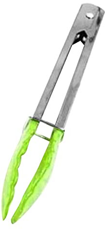 Pince de cuisine pour la cuisine, 17,8 cm, en acier inoxydable, anti-adhésive, avec embouts en silicone pour griller, servir la salade, vert glacé