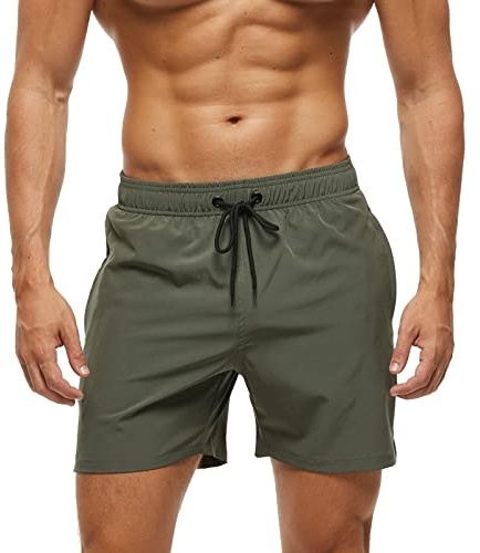 EDOTON Bañador Hombre para Hombre con Bolsillo con Cremallera Impermeable de Secado Traje de Baño Rápido Pantalones Cortos de Baño con Cordón Ajustable