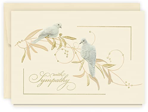 The Gallery Collection, 5 Count Card Pack, Sympathy Cards with Pearl Lined Envelopes (Sympathy Doves)