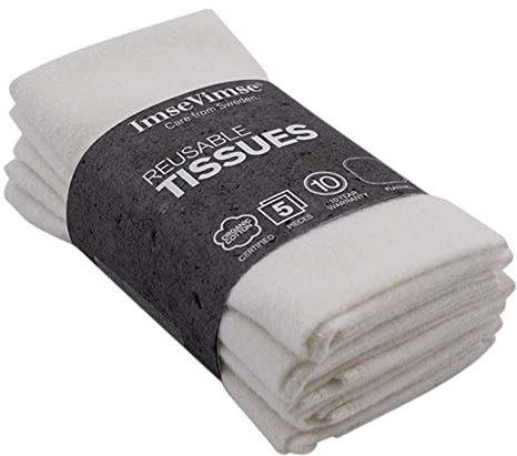 IMSEVIMSE Waschbare Taschentücher, Bio-Baumwolle, Natural, 5 Stück (2er Pack)