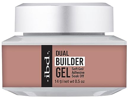 IBD Dual Builder Gel, 14 g - Warm Nude - Made in USA - Soft Gel and Bonding Gel for Permanent Nail Extension - Gently Removable - UV/LED Curing