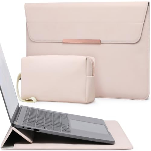 HYZUO 13 Tum Datorfodral med Ställning för MacBook Air, Aprikos | för MacBook Air 13 A3449 M5-M1 2026-2018, 13 MacBook Neo 2026 A3404, MacBook Pro 13 M2 M1, 13 iPad Pro/Air, Surface Pro