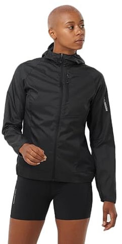 Salomon Women's BONATTI CROSS WIND Running Wind Jacket, DEEP BLACK, S