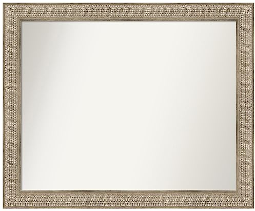 Amanti Art Silver Bathroom Mirror for Over Sink, 36x44 Custom Made Trellis Silver Rectangle Vanity Mirror, X-Large Traditional Wood Frame, Hangs Horizonally and Vertically, Wall Decor