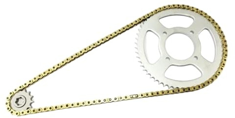 Juego de cadena y piñones dorados resistentes compatibles con Yamaha YBR 125 2007-2016